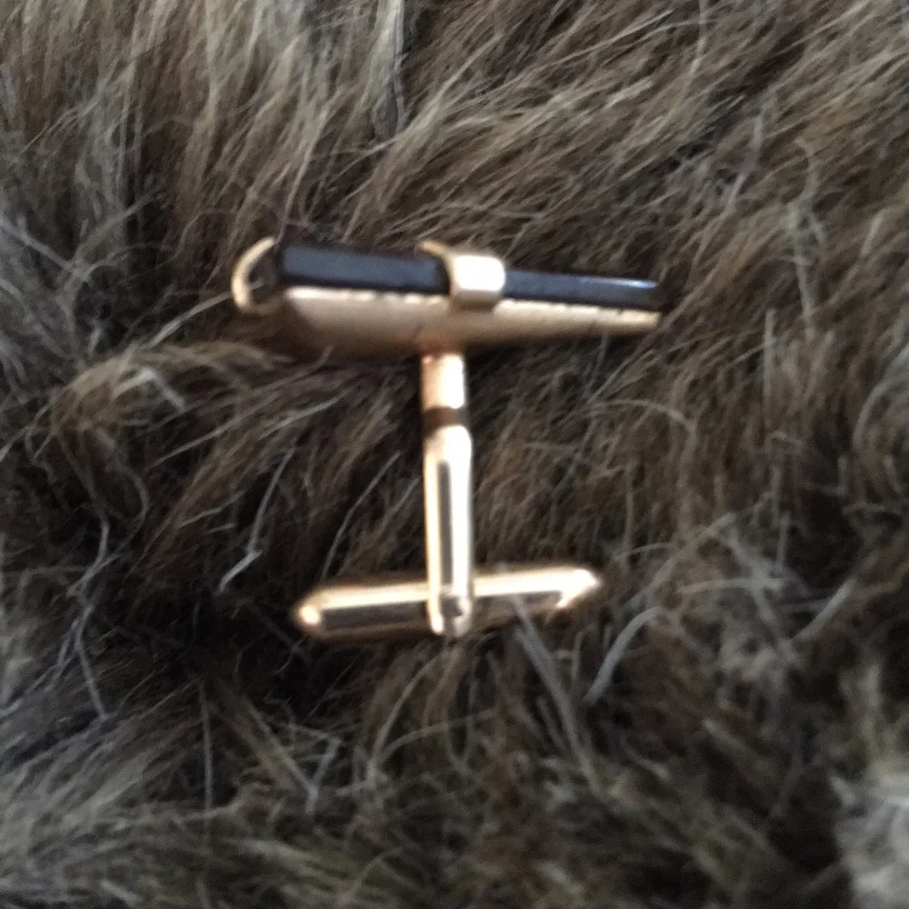Vintage 70s Swank brown glass gold cuff link